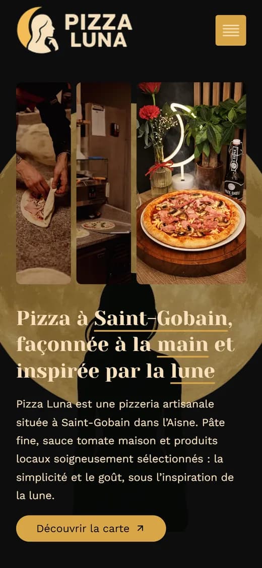 Version mobile du site pizza-luna.fr