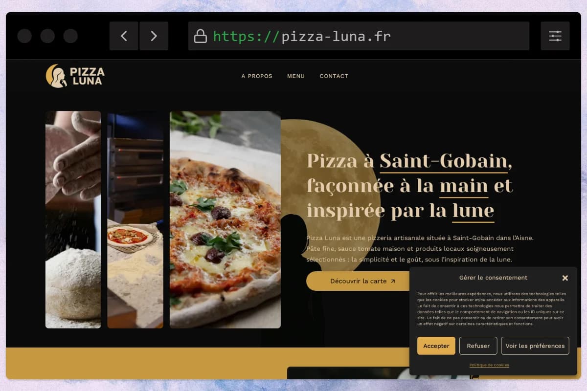 Site vitrine — Pizza Luna — Restauration