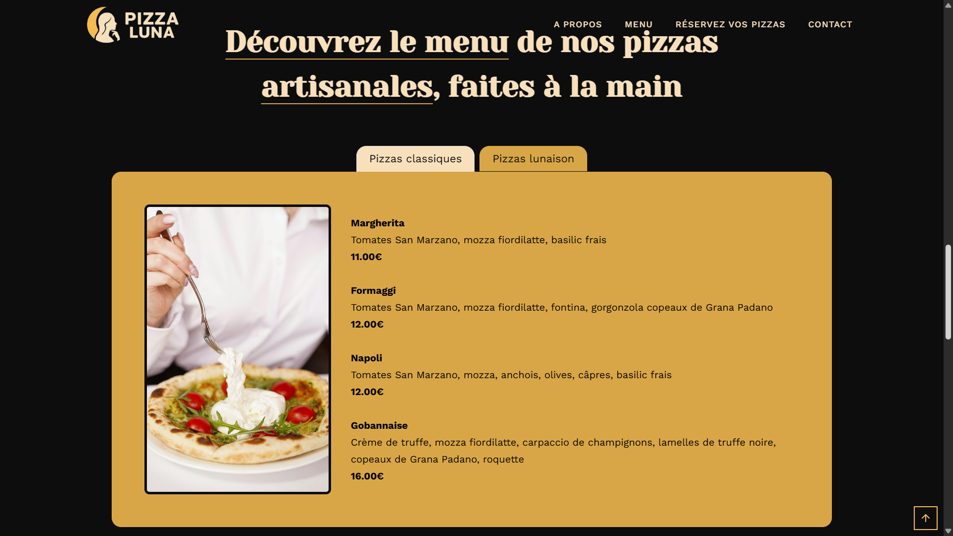 Pizza Luna website image